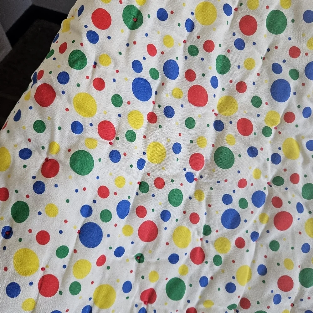 Vintage Baby Blanket Colorful Patterned Quilt Red Yellow Blue Polka Dot Animals